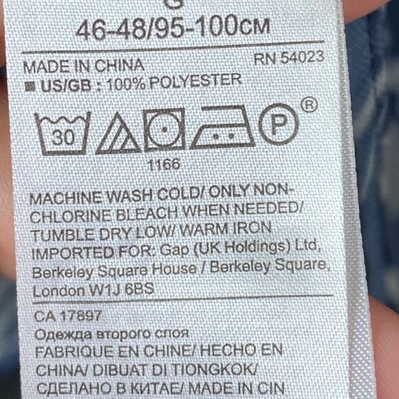 Banana Republic Womens Blouse Blue White Floral Key Holw Neck Long Sleeve L - Picture 7 of 13